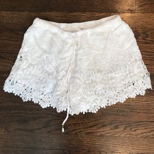 White lace shorts